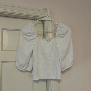 H&M white smocked top